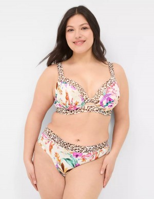 Dámské Bralettes Lane Bryant Comfort Bliss Lightly Lined Plunge Bílé Viacfarebný | VCV7113CU