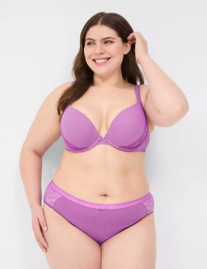 Dámské Bralettes Lane Bryant Cotton Boost Plunge With Lace Fialové | XTM987DW