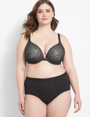 Dámské Bralettes Lane Bryant Cotton Boost Plunge With Lace Černé | XTZ1741UR