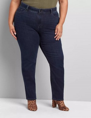 Dámské Džíny Lane Bryant Curvy Fit High-Rise Straight Tmavě Blankyt | KNJ3391IK