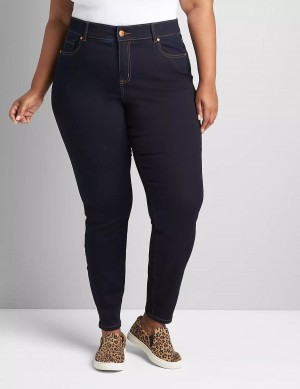 Dámské Džíny Lane Bryant Curvy Fit High-Rise Sateen Skinny Tmavě Blankyt | WZZ831AZ