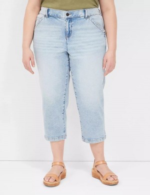 Dámské Džíny Lane Bryant Elastic Back-Waist Boyfriend Capri Světle Blankyt | FNV3666HD