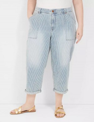 Dámské Džíny Lane Bryant Railroad Stripe Boyfriend Fit Capri Světle Blankyt | XZL4823FN