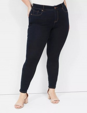 Dámské Džíny Lane Bryant Signature Fit Sateen Skinny Tmavě Blankyt | OEF795HZ