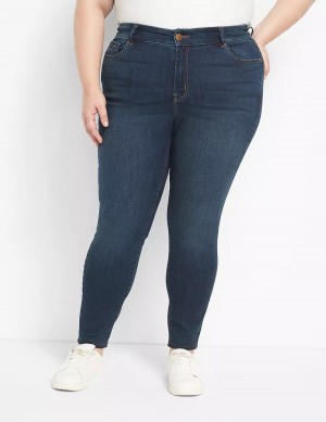 Dámské Džíny Lane Bryant Straight Fit High-Rise Skinny Tmavě Blankyt | LJC933YL