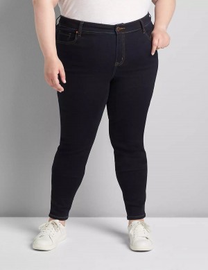 Dámské Džíny Lane Bryant Straight Fit High-Rise Sateen Skinny Tmavě Blankyt | VQH6847CN