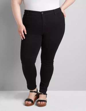 Dámské Džíny Lane Bryant Straight Fit High-Rise Sateen Skinny Černé | XDH3022ID