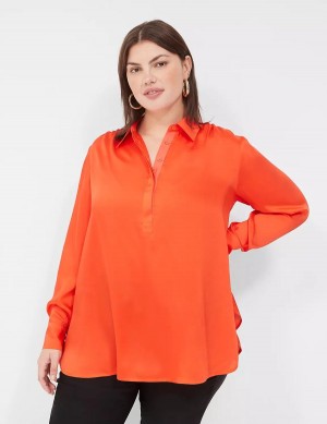 Dámské Halenka Lane Bryant Collared Step-Hem Světle Červené | PHH8887CB