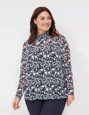 Dámské Halenka Lane Bryant Swing Smocked-Neck Top With Attached Cami Tyrkysové | QZT9445HL