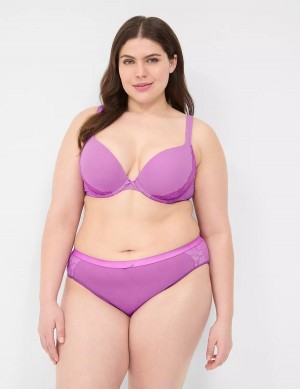 Dámské Hipster Kalhotky Lane Bryant Cotton With Lace-Trim Fialové | ABB6739AK