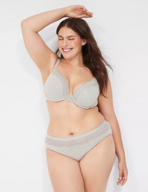 Dámské Hipster Kalhotky Lane Bryant Cotton With Lace Waist Světle Šedé | BEZ8365MF