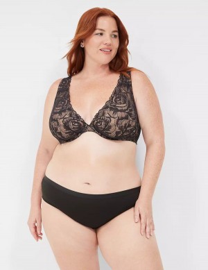 Dámské Hipster Kalhotky Lane Bryant No-Show Lace-Back Černé | OLT7661AL