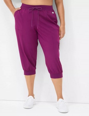 Dámské Jogger Kalhoty Lane Bryant LIVI Stretch Woven Capri Tmavě Fialové | AHV7664KW