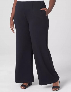 Dámské Kalhoty Lane Bryant Journey Knit High-Rise Wide Leg Černé | BHI4067UB