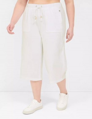 Dámské Kalhoty Lane Bryant LIVI French Terry Relaxed Straight Capri Bílé | LPV4394KV