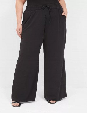 Dámské Kalhoty Lane Bryant Matte Jersey Pull-On Wide Leg Černé | BHB1930FA