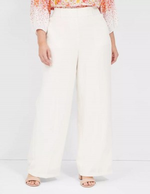 Dámské Kalhoty Lane Bryant Perfect Drape High-Rise Wide Leg - Fully Lined Bílé Růžové | SWT7393GA