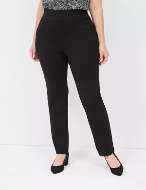 Dámské Kalhoty Lane Bryant Pull-On Ponte Straight Černé | ZRV9444LT