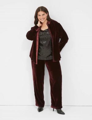 Dámské Kalhoty Lane Bryant Pull-On Velvet Straight Leg Vínové | VOP4453KI