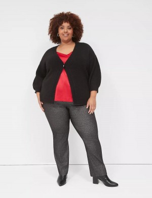 Dámské Kalhoty Lane Bryant Straight Leg 4-Season Shimmer Černé Stříbrné | PDJ2281HB