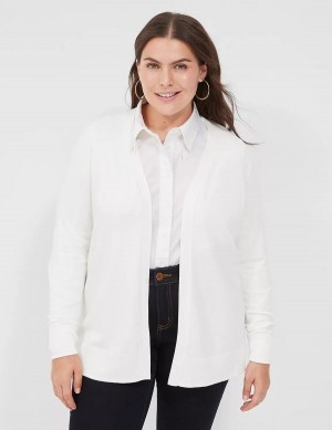 Dámské Kardigan Lane Bryant Modern Long-Sleeve Open-Front Bílé | QTB749ZL