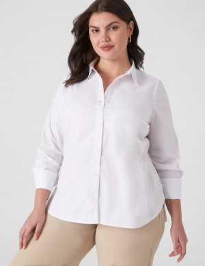 Dámské Košile Lane Bryant Button-Front No-Peek Girlfriend Bílé | BPT769QK