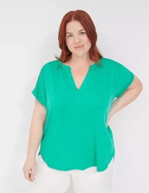 Dámské Košile Lane Bryant Relaxed Gauze Notch-Neck Tyrkysové | UYC9368CA