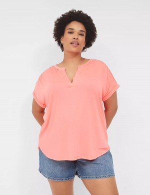 Dámské Košile Lane Bryant Relaxed Gauze Notch-Neck Koralove | VVM81100KR