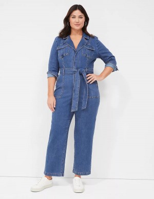 Dámské Kombinéza Lane Bryant Utility Straight Leg Denim Blankyt | VCN222BX