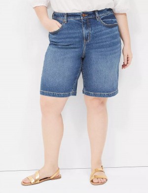 Dámské Kraťasy Lane Bryant Boyfriend Fit Bermuda Jean Blankyt | UXZ3896FA