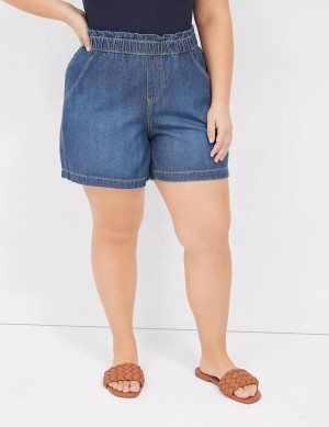 Dámské Kraťasy Lane Bryant Pull-On Fit Flirty Jean Blankyt | DTU2530UM