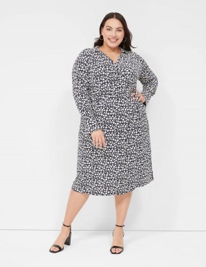 Dámské Midi Šaty Lane Bryant Faux-Wrap Collar Jersey Tmavě Blankyt | BVY4237LG