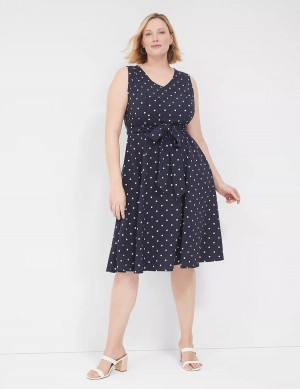 Dámské Midi Šaty Lane Bryant Lena Sleeveless Level-Hem Tmavě Blankyt | JCF3177PG