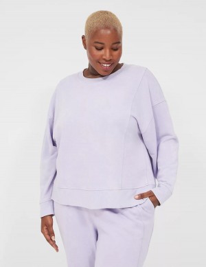 Dámské Mikiny Lane Bryant LIVI Crew-Neck French Terry Washed Fialové | RVS5531HJ