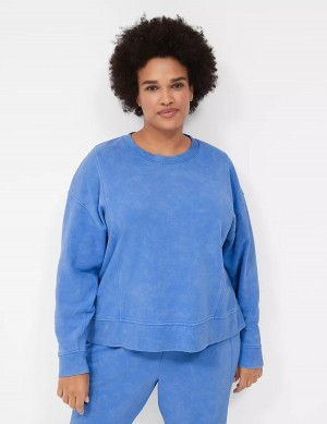 Dámské Mikiny Lane Bryant LIVI Crew-Neck French Terry Washed Blankyt | AIO8028BH