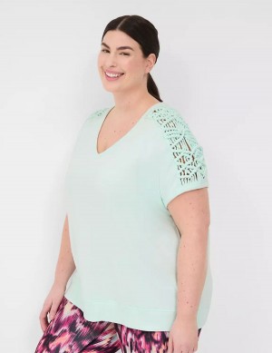 Dámské Mikiny Lane Bryant LIVI French Terry Macrame Zelene | QFU79EK