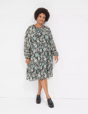 Dámské Mini Šaty Lane Bryant Lurex Ruffle-Trim Notch-Neck Tyrkysové | BRB7852PM