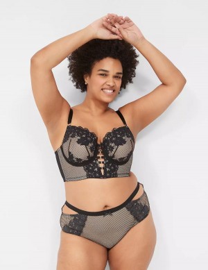 Dámské Podprsenka Balkonetová Lane Bryant Fishnet Longline Boost Černé | IQM7921KG