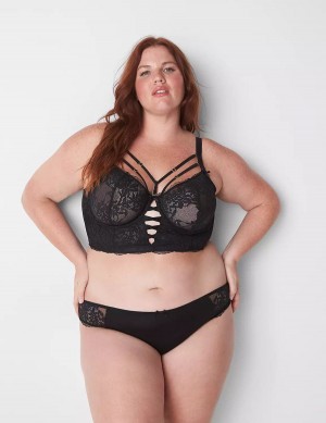 Dámské Podprsenka Balkonetová Lane Bryant Sheer Lace Unlined Longline Černé | XHG714TM