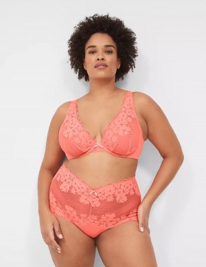 Dámské Podprsenka Bez Podšívky Lane Bryant Fishnet Lace Plunge Růžové | UJM3969MJ