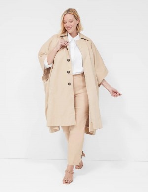 Dámské Ponča Lane Bryant Oversized Trench Poncho Hnědožlutý | TYJ2111ZC