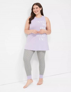 Dámské Pyžama Lane Bryant Comfy Cotton Graphic Tunic & Legging PJ Set Fialové Šedé | XAR4511DW