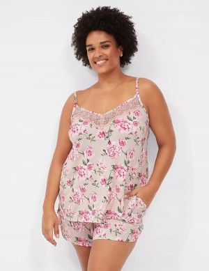 Dámské Pyžama Lane Bryant DreamyCool Lace-Trim Cami & Short PJ Set Růžové Růžové | XMQ7185CJ