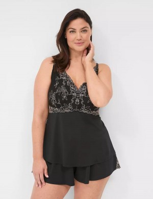 Dámské Pyžama Lane Bryant Modern Romance Cami & Short Set Černé | PJS9079MH