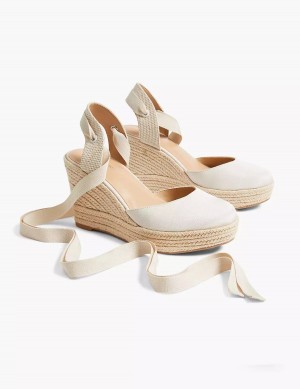 Dámské Sandály na Klínku Lane Bryant Dream Cloud Ankle-Tie Espadrille Bílé | UMJ2980DP