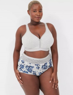 Dámské Slipy Lane Bryant Cotton High-Waist With Lace Waist Blankyt Šedé | XJQ4199WZ