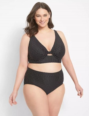 Dámské Slipy Lane Bryant Dot Texture Swim Černé | JSN9737HF