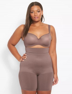 Dámské Slipy Lane Bryant Level 2 Shaping Ultra High-Waist Short Tmavě Šedé Hnědé | EFY9484AL