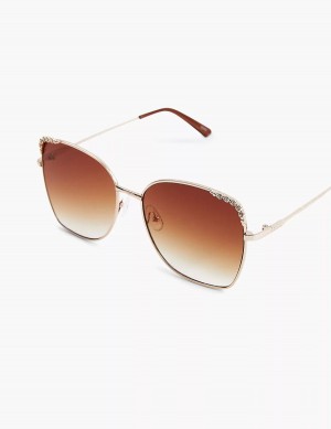 Dámské Sluneční Brýle Lane Bryant Goldtone & Bling Butterfly Aviator Zlaté | FSK783ZL