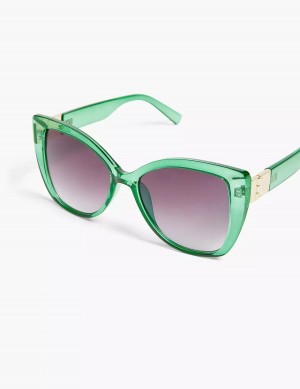 Dámské Sluneční Brýle Lane Bryant Green Jelly Cateye Zelene | GHT7283LL